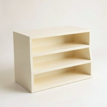 Hazel Arc Low Bookcase - Cream (synthetic illustration; no displayed measurements)