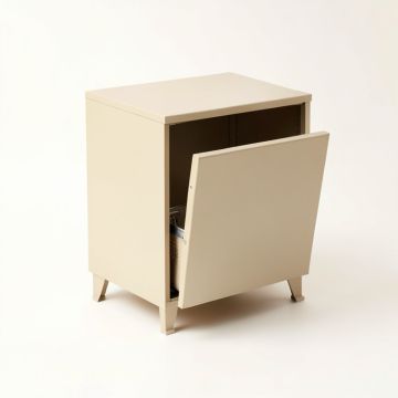 Flint Crest Freestanding Pull-Out Hamper Cabinet - Beige (synthetic illustration; no displayed measurements)