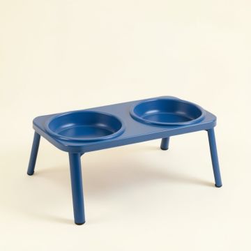 Elm Bend Pet Feeding Stand With Two Plain Empty Bowls - Blue (synthetic illustration; no displayed measurements)
