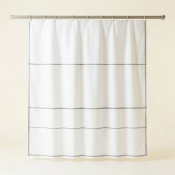 Briar Brook Shower Curtain Hanging Flat From A Plain Rod - White (synthetic illustration; no displayed measurements)