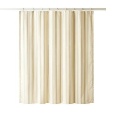Pine Bridge Shower Curtain Hanging Flat From A Plain Rod - Cream