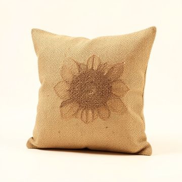 Sunflower Jute Throw Pillow (synthetic illustration; no displayed measurements)