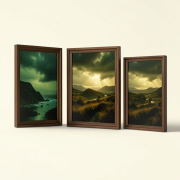 Storm In Evening Light - 3 Piece Picture Frame Photograph Print Set On Acrylic (synthetic illustration; no displayed measurements)