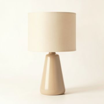 Fern Crest Table Lamp With A Plain Fabric Shade - Beige (synthetic illustration; no displayed measurements)