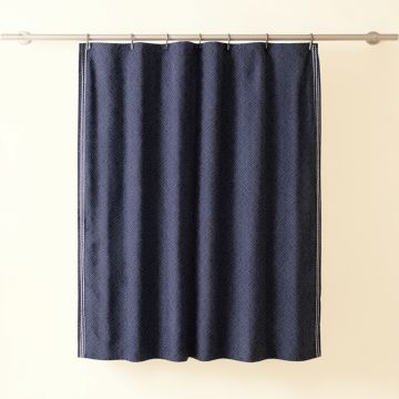 Vale Crest Shower Curtain Hanging Flat From A Plain Rod - Navy (synthetic illustration; no displayed measurements)