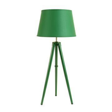 Stone Crest Floor Lamp With A Plain Fabric Shade - Green
