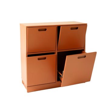 Vale Crest Freestanding Pull-Out Hamper Cabinet - Terracotta