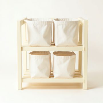 Meadow Bridge Laundry Sorting Station With Plain Removable Bags - Cream (synthetic illustration; no displayed measurements)