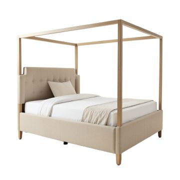 Melway Queen Upholstered Low Profile Four Poster Bed