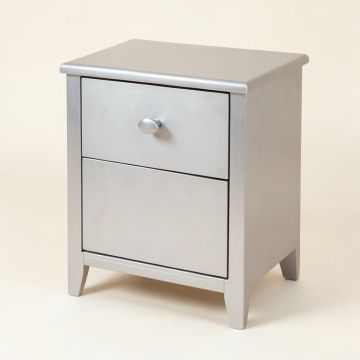 Dolo 1 - Drawer Solid Wood Nightstand In Silver (synthetic illustration; no displayed measurements)