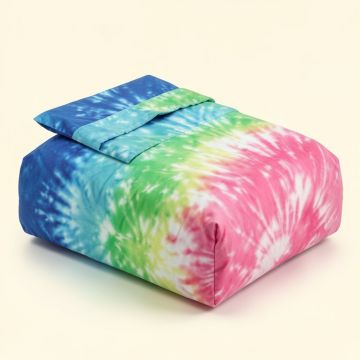 70S Party Peace And Love Tie Dye Effect Funky Color Splash Duvet Cover Set (synthetic illustration; no displayed measurements)
