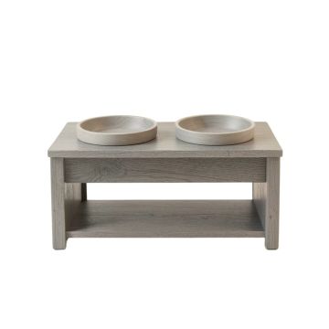 Flint Brook Pet Feeding Stand With Two Plain Empty Bowls - Gray