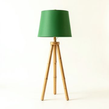 Ash Dell Floor Lamp With A Plain Fabric Shade - Green (synthetic illustration; no displayed measurements)