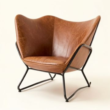 Razmig 31.5 '' Wide Top Grain Leather Butterfly Chair (synthetic illustration; no displayed measurements)