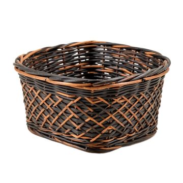 Folding Wicker Grass Weaving Basket Black Diamond Pattern For Storing Cosmetics Dirty