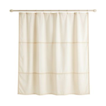 Dune Brook Shower Curtain Hanging Flat From A Plain Rod - Ivory