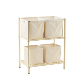 Ridge Bluff Laundry Sorting Station With Plain Removable Bags - Ivory