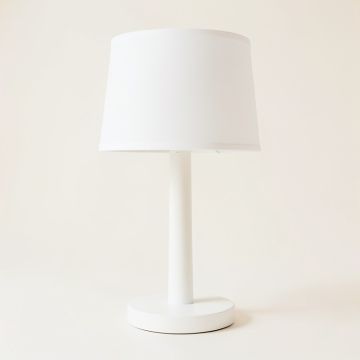 Moss Dale Table Lamp With A Plain Fabric Shade - White (synthetic illustration; no displayed measurements)