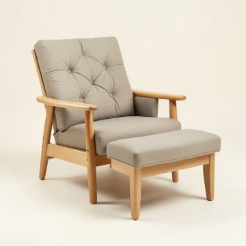 Bello 27.56 '' Wide Tufted Polyester Lounge Chair And Ottoman (synthetic illustration; no displayed measurements)