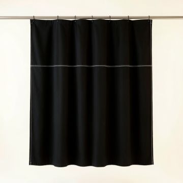 Hazel Bridge Shower Curtain Hanging Flat From A Plain Rod - Black (synthetic illustration; no displayed measurements)