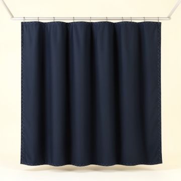 Clay Dell Shower Curtain Hanging Flat From A Plain Rod - Navy (synthetic illustration; no displayed measurements)