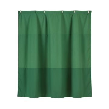 Elm Bend Shower Curtain Hanging Flat From A Plain Rod - Green
