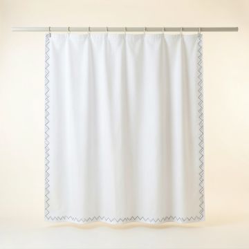 Field Dale Shower Curtain Hanging Flat From A Plain Rod - White (synthetic illustration; no displayed measurements)