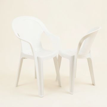 George Oliver Plastic Dining Chair For Dining Room , Outdoor Plastic Chair ( Set Of 2 White ) (synthetic illustration; no displayed measurements)