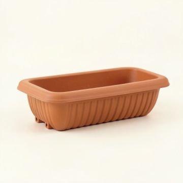 Alder Bluff Empty Railing Planter With Integral Brackets - Terracotta (synthetic illustration; no displayed measurements)