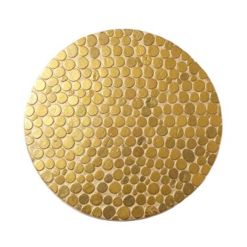 Apollo Tile Gold Glass Penny Round Mosaic Tile - 12.2 '' X 12.2 '' Sheet For Kitchen