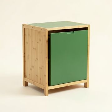 Sage Arc Freestanding Pull-Out Hamper Cabinet - Green (synthetic illustration; no displayed measurements)