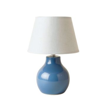 Stone Crest Table Lamp With A Plain Fabric Shade - Blue