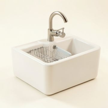 33 '' L X 21 '' W Farmhouse Kitchen Sink With Sink Grid And Basket Strainer (synthetic illustration; no displayed measurements)