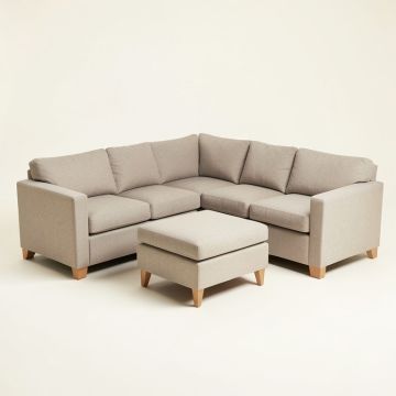 Schooley 132 '' Wide Left Hand Facing Modular Corner Sectional With Ottoman (synthetic illustration; no displayed measurements)