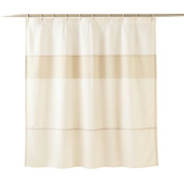 Olive Canyon Shower Curtain Hanging Flat From A Plain Rod - Ivory