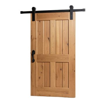 Paneled Painted Contrast Wood Barn Door With Installation Hardware Kit