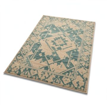 Gunter Bohemian Geometric Khaki/Teal Indoor/Outdoor Area Rug (synthetic illustration; no displayed measurements)