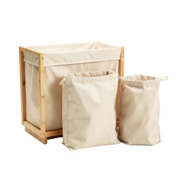 Brook Crest Laundry Sorting Station With Plain Removable Bags - Beige