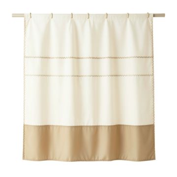 Fern Dell Shower Curtain Hanging Flat From A Plain Rod - Cream