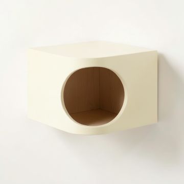 Oak Edge Wall-Mounted Cat Perch - Cream (synthetic illustration; no displayed measurements)