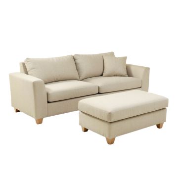 Ammeera 81 '' Wide Linen Reversible Sofa & Chaise With Ottoman