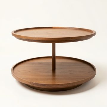 Legere Round 2-Tier Stand Ottoman/Coffee Table Serving Tray (synthetic illustration; no displayed measurements)