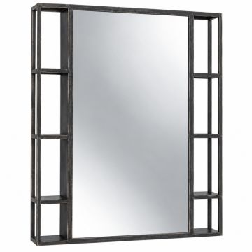 Industrial With Shelves Wall Mirror