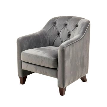 Borgella Tufted Velvet Side Chair In Gray