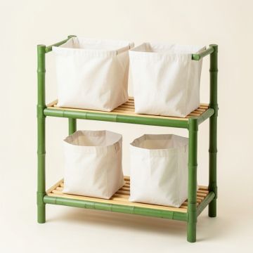 Vale Arc Laundry Sorting Station With Plain Removable Bags - Green (synthetic illustration; no displayed measurements)
