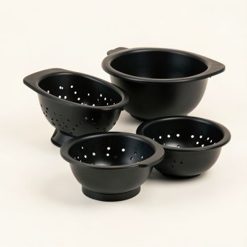 Bene Casa 3 Piece Splatter Shield Stainless Steel Strainer Set (synthetic illustration; no displayed measurements)