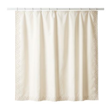 Holly Dale Shower Curtain Hanging Flat From A Plain Rod - Ivory