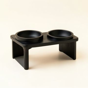 Cove Arc Pet Feeding Stand With Two Plain Empty Bowls (synthetic illustration; no displayed measurements)