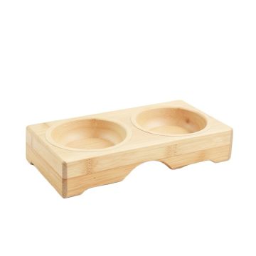 Linden Edge Pet Feeding Stand With Two Plain Empty Bowls - Ivory