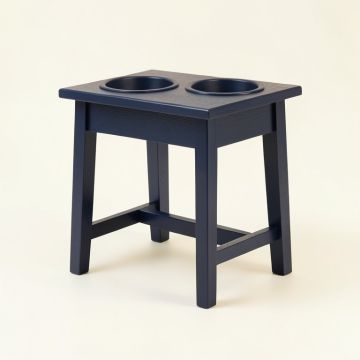 Meadow Bluff Pet Feeding Stand With Two Plain Empty Bowls - Navy (synthetic illustration; no displayed measurements)